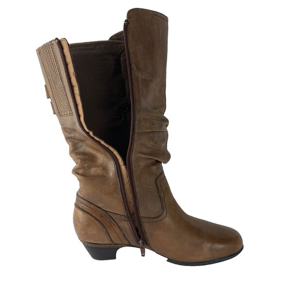 Cobb Hill Womens 10M Brown Leather Riding Boots Western Side Zip - Picture 5 of 16